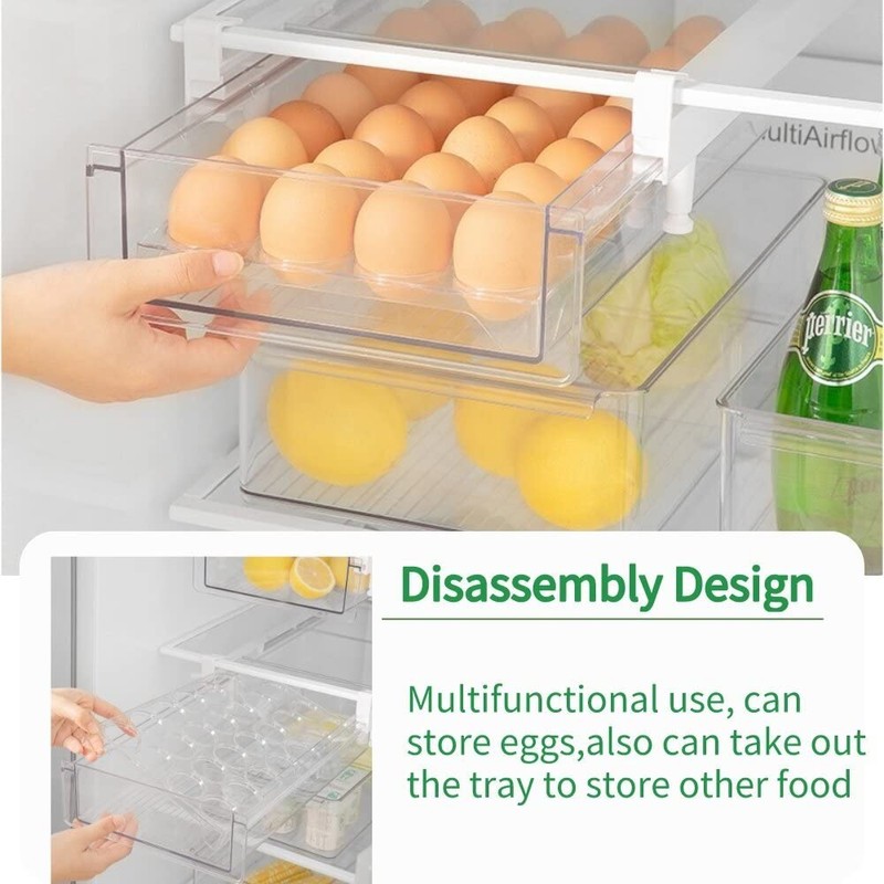 vacane Fridge 28 Egg Drawer Pull Out,Clear Egg Holder Tray