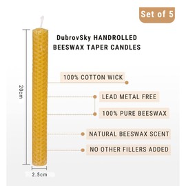 5er Set Bienenwachskerzen| Kerzen aus reinem Bienenwachs| Handgefertigte Wabenkerzen| Stumpenkerzen|Box mit natürlichem Bienenwachs kerze (Lange)