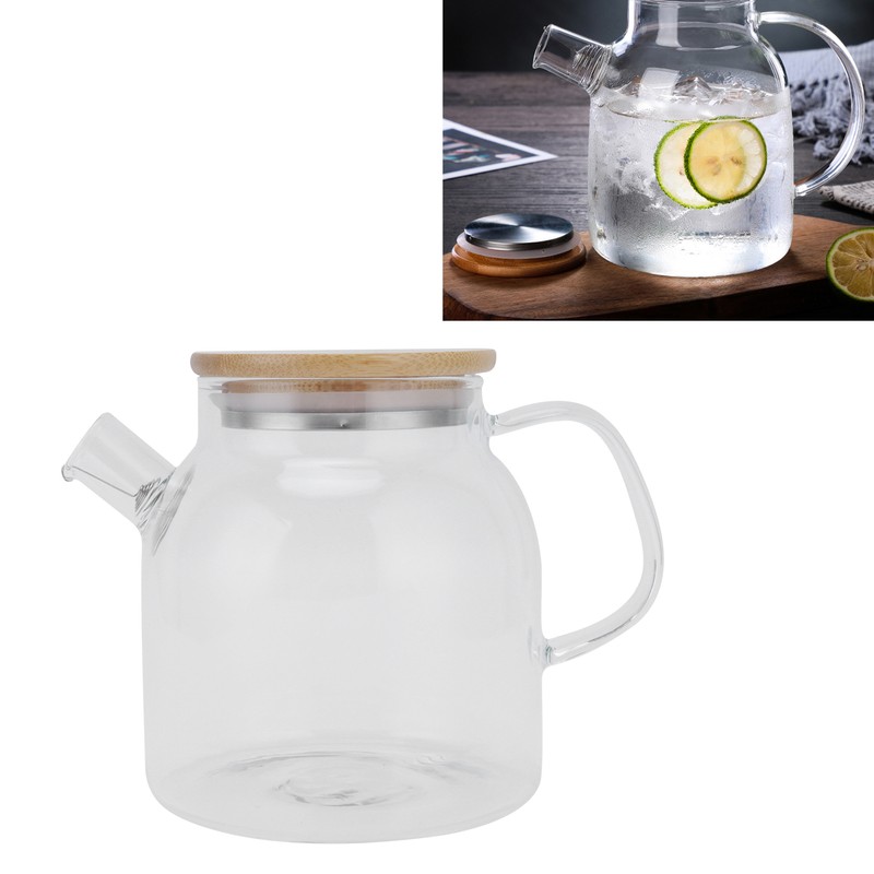 Transparent Glass Tea Pot 600ml Large Capacity Heat Resistant Water