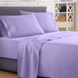 Clara Clark Supreme 1500 Collection 4pc Bed Sheet Set - Queen Size, Lavender