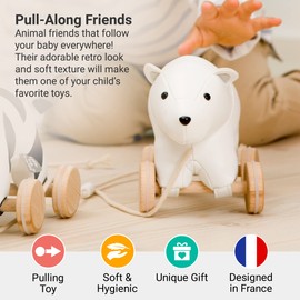 Little Big Friends to Drag-Med | Drag Med Toy for Kids | Traditional Toy | Easy to Clean | Hypoallergenic | Polar Bear Nathan