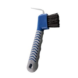 Harrison Howard Horse Hoof Pick Brush with Comfortable Firm Rubber Handle Fine Brush Sturdy Metal Pick