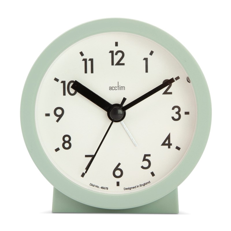Acctim Gaby Small Analogue Contemporary Bedside Alarm Clock (Cool Mint)