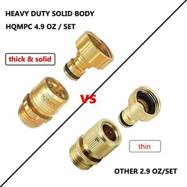 HQMPC Garden Hose Quick Connect No Pb Solid Brass Quick Connector Garden Hose Fitting Water Hose Connectors 3/4 inch GHT (4)