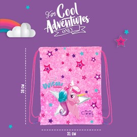 PERLETTI Unicorn Mermaid Gym Bag for Children - Shoes Sports Bag Pink Silver for Little Girls - Shoe Bag Sports Bag for Nursery Primary School Sports Travel - 39 x 31 cm, Unicorn