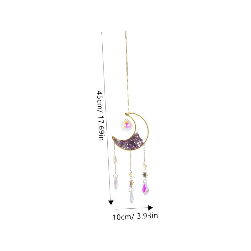 KONTONTY Crystal Rainbow Moon Shaped Stones Sun Catcher Wind Chime