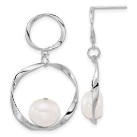 Sterling Silver 10-11mm Freshwater Pearl with 1.75in Neck Earring Set 15.5