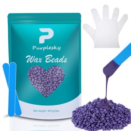 Coarse Wax Beads, 2 Lbs Hard Wax Beads for Hair Removal, Bikini Waxing Beans for Sensitive Skin, Brazilian, Leg, Face, Armpit, Home Waxing Bulk with Silicone Wax Stick (lavender scent)