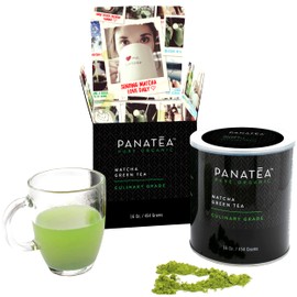 PANATEA Certified Organic Matcha Green Tea Powder | 1 LB 100% Pure Premium Culinary Grade Matcha | Lattes, Smoothies, Baking |16 Oz Tin