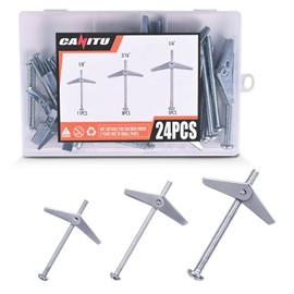 Canitu 24Pcs Toggle Bolt and Wing Nut Kit,Assorted 1/4" 3/16" 1/8" Butterfly Drywall Anchors Heavy Duty Hollow Wall Anchors for Hanging Heavy Items on Drywall
