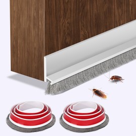 JOALGFDA 2 Pack Guardapolvo y Protector para Puerta, Diseño Integrado con Cepillo, Tope de Corrientes de Aire para Aislamiento de Aire Frío o Caliente,5cm(AN) 100cm(L) (Blanco)