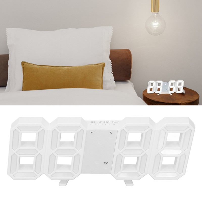 3D LED Digital Clock Time Date Temperature Display Voice Control