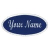 Oval Name Patch Uniform Work Shirt Custom Embroidery, Royal/White Border