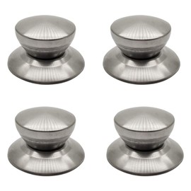 ZLYY - 4 pomos de acero inoxidable para tapa de olla, color plateado, adecuados para agujeros de montaje de tapa de 5 mm, ollas, sartenes, pomos de repuesto