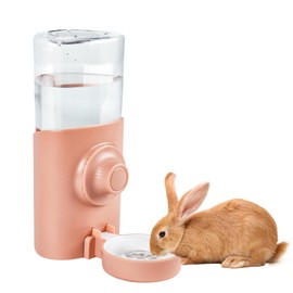 Rypet Hanging Rabbit Water Bottle Cage, 21oz Guinea Pig Water Bottle Dispenser, Automatic Small Pet Cage Water Feeder for Bunny Chinchilla Hamster Hedgehog Ferret Rat Gerbil Small Animal (Pink)