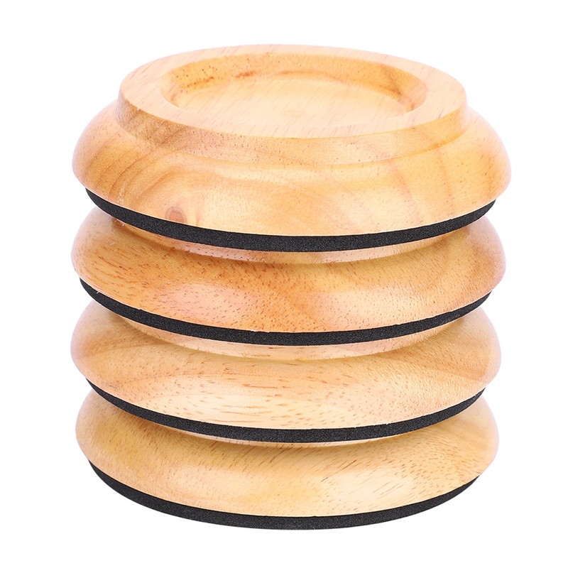 4Pcs Beech Wood Round Piano Foot Pads Set Upright Piano