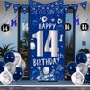 14th Birthday Decorations for Boys Girls, Blue Silver Happy 14th