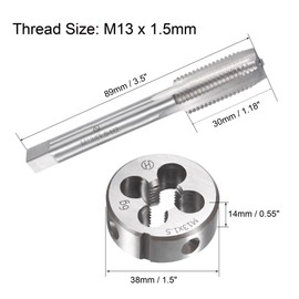 TOP-VIGOR M13 x 1.5mm Metric Tap and Die Set, Machine Thread Screw Tap with Round Threading Die, Heavy Duty Tap & Die Kit for DIY, Repair, Cutting External and Internal Thread