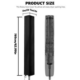 Premium Rotary Airer Protective Cover for All Models, Cover for Leifheit Rotary Airer with Zip, Extremely Tear-Resistant and Weatherproof Protective Cover, 420D Waterproof and UV-Resistant (160 x 15 x