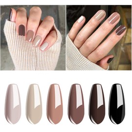 Vishine Nude Brown Collection Gel Nail Polish Set - 6 Colors Gel Polish Set Kit UV LED Soak Off Gel Polish 0.27 OZ 8ML