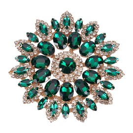 FINGERINSPIRE Green Round Glass Rhinestone Applique with Metal Chain Back 11cm Floral Rhinestone Patch Crystal Patch Flower Rhinestone Appliques for Wedding Bridal Wedding Dress DIY Garments