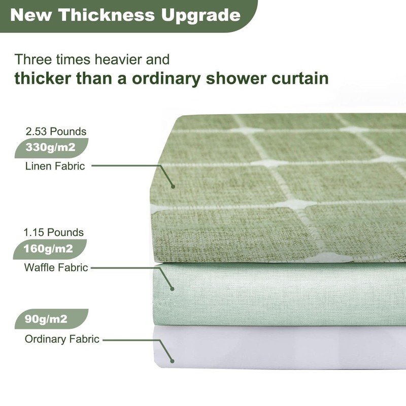 Sage Green Shower Curtain - Farmhouse Boho Modern Linen Fabric