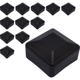 SKIR'CO (12 pcs) Fence Post Caps, Square 50 x 50 mm Black Plastic Caps for Fence Posts, Black RAL 9005 Colour