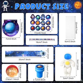 Cholemy 192 Pcs Space Party Favors Space Theme Supplies Outer Astronaut Stationery Set Notebook Bouncy Ball Sticker Stamper Eraser Ruler Pencil Bag for Galaxy Birthday Gift Classroom Prize