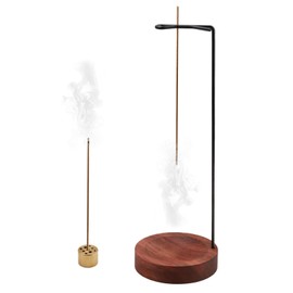 Wooden Incense Holder with 9 Holes Incense Burner, 2-in-1 Handmade Incense Holder, Black Incense Holder, Classic Design for Home Office Decor, Yoga Meditation, Spa