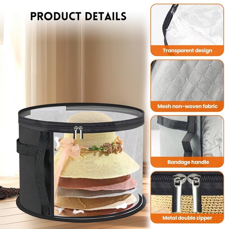 Oversized Clear Hat Box Storage for 7 Caps, Portable Cowboy