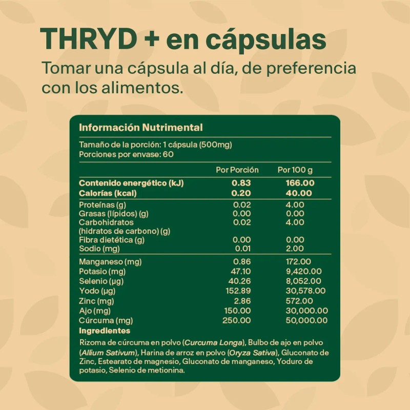 THYRD con Magnesio Potasio Selenio Yodo Zinc Ajo y Crcuma