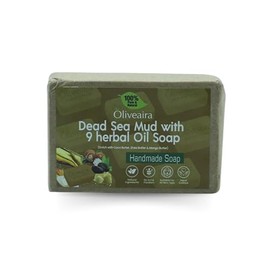 OLIVEAIRA Dead Sea Mud and 9 Herbal Oils Soap Bar 75g, Deep Cleansing Bar for Radiant Skin, Natural Exfoliating and Moisturizing Soap for Acne Prone and Sensitive Skin