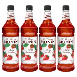 Monin Flavored Syrup, Wild Strawberry, 33.8-Ounce Plastic Bottle (Pack of 4)
