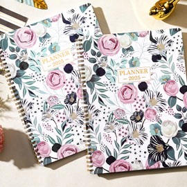 2025 Planner - 2025 Planner Weekly and Monthly, Jan. 2025 - Dec. 2025, Planner 2025, 2025 Calendar Monthly Planner with Tabs, 9" x 11", Back Pocket + Thick Paper + Twin-Wire Binding - Petunia