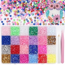 Flatback Pearls and Rhinestones for Crafting, 24 Color 3mm Resin Jelly Rhinestones, Half Pearl Bedazzling Gems Diamond for Nails Eyes Face Makeup Tumblers DIY Crafts Clothing Shoes