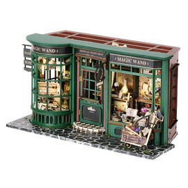 CuteQi Miniature House Kit DIY House Kit Creative Room with Furniture Tiny House Making Kit with Light and Music HandmadeCrafts Gift for Adults & Friends,Lovers and Families(Magic Wand Shop)