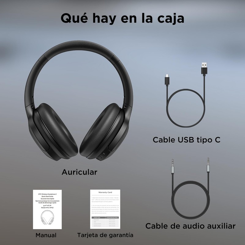 HTC Auriculares inalámbricos con cancelación Activa de Ruido Auriculares inalámbricos