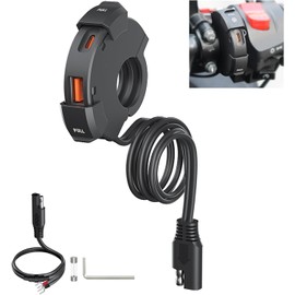OBEST Motorcycle USB Phone Charger, Quick Charging 30W USB-C (PD) & 18W USB-A Dual USB Motorcycle USB Socket, IP65 Waterproof USB Adapter for GPS/Tablets, for DC12V-24V Motorcycles and Beach Bikes