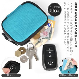 Wasenn Pass Case, Coin Purse, Men's, Key Coin Case, Car Compatible, Card Storage, Mountain Climbing Carabiner, Lightweight, Nylon, Multi-functional Storage, armygre
