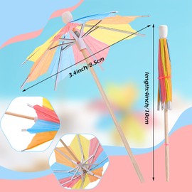 40 Pieces Cocktail Umbrellas for Bar Tending Drinks Colorful Tropical Tree Paper Umbrellas Drink Picks Bamboo Toothpicks Handmade for Bar Hawaii Party Decoration(Classic Colors)