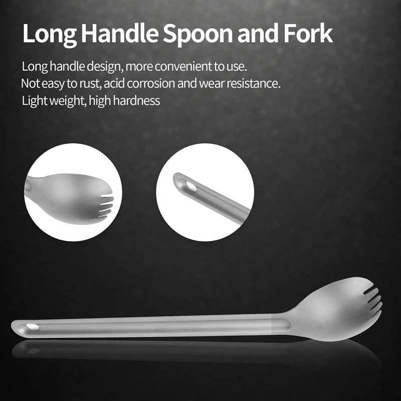 Camping Cutlery Spoon, Lightweight Titanium Spoon Metal Cutlery Set with