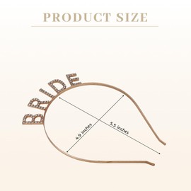 Bridal Rhinestone Crown Headband, Rose Gold, BRIDE Letters, 4.8 cm Width