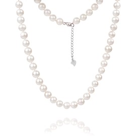 BURLAP LIFE Freshwater Cultured AAA Quality Genuine Real Pearl Strand Necklace for Women Fine Jewelry Valentine's Day Gifts for Her 16inch 6.0-6.5mm