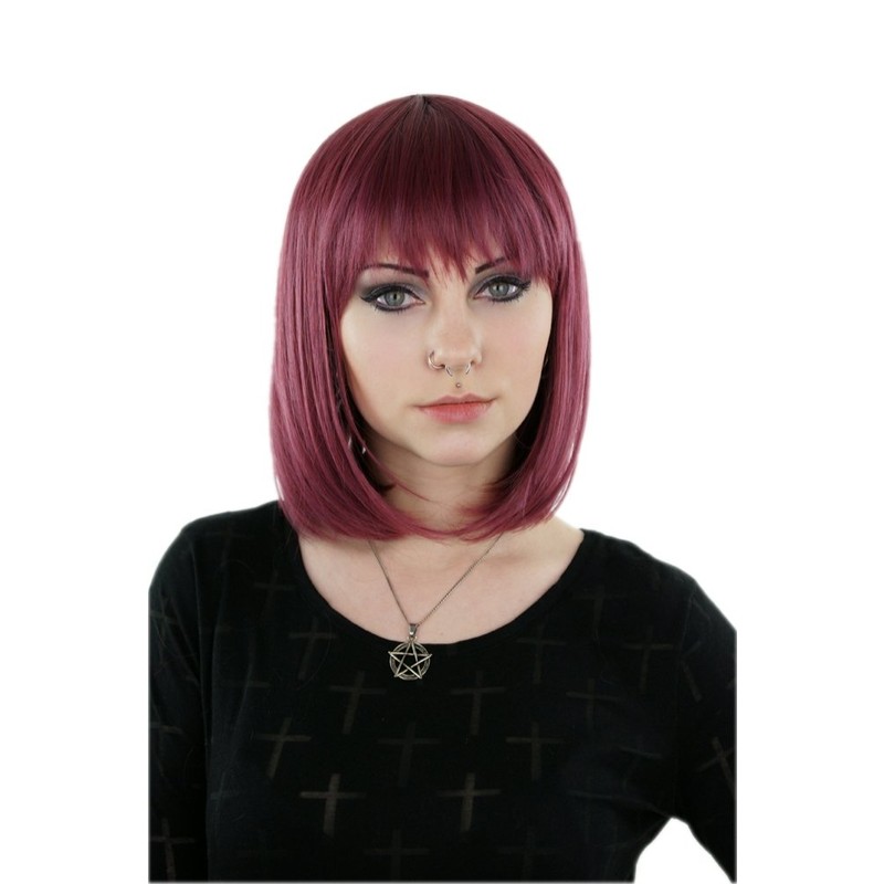 Prettyland - C1277 35cm Straight Red Plum Tones Highlights Mixed