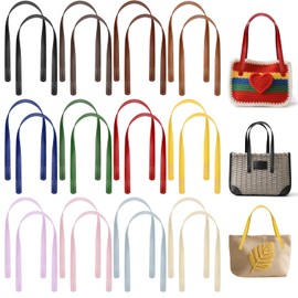 24 Pcs Leather Purse Straps 23.6" Short Bag Handles 12 Colors Sew On Shoulder Replacement for DIY Crocheted Bags HandBag Purse Wallet Making Repairing