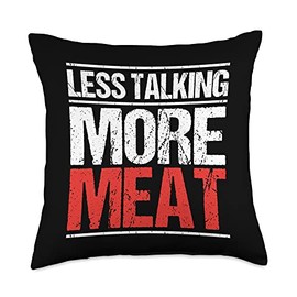 Carnivore Diet Designs Ketogenic Diet Less Talking More Meat Keto Carnivore Throw Pillow, 18x18, Multicolor