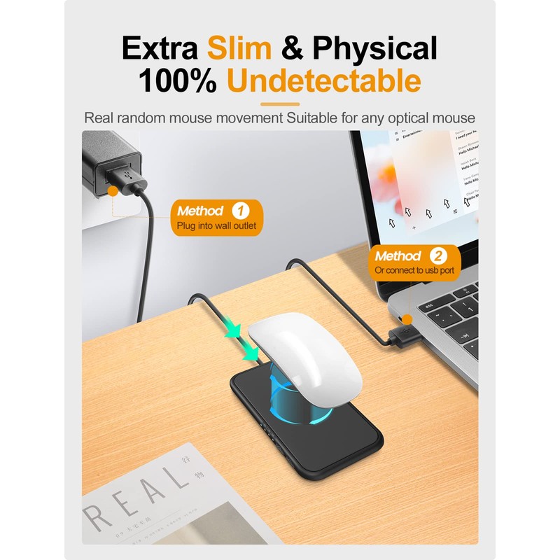 meatanty Ultra-Slim Silent Undetectable Mouse Jiggler, Interval Timer Adjustable, Mouse