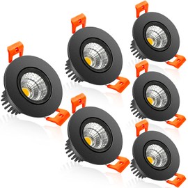 2Inch LED Recessed Ceiling Light, 3W Dimmable LED Downlight, Warm White 3000K-3500K, 60 Beam Angle Directional COB Recessed Lights with Driver, 25W Halogen Bulbs Equivalent for Ceiling Lighting, 6Pack