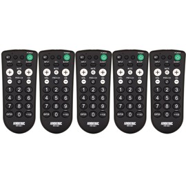 [5 Pack] Anderic RR1001 Simple TV Universal Remote - Works All Brands - Great for Hotels and Hospitality Rooms - Simple Universal Remote