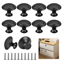 YYCLIPY 10pc Black Drawer Knobs 25mm Kitchen Cabinet Knob Aluminum Alloy Cupboard Handles Knobs with 10 Screws for Drawer Wardrobe Cupboard Door Home Decoration